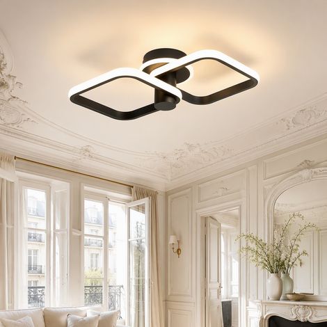Plafoniera LED doppio telaio orientabile 350°, L46 x P27 x H12,5 cm, lampada da soffitto 34 W 1895 lm, nero sabbia, 3000 K, soggiorno, camera, studio (1/5)