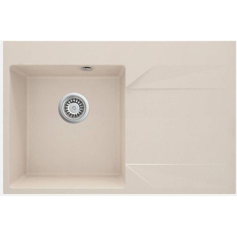 Lavello cucina in granito con 1 vasca e gocciolatoio a destra 76x50 cm beige - Kalo