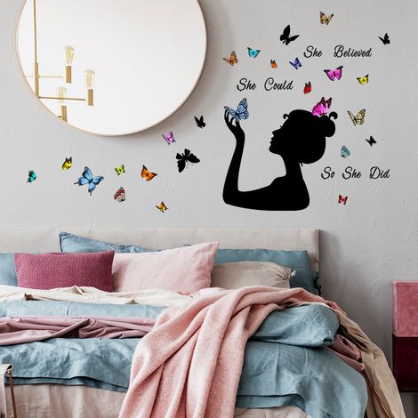 Autocollants muraux 3D en forme de papillon à décoller et coller amovibles Cadeau pour décoration d'intérieur salon chambre coucher (1/5)