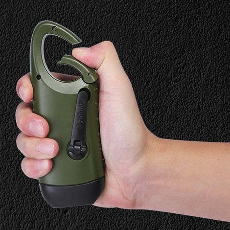 Solarbetriebene Handkurbel-Taschenlampe, LED-Notfall-Taschenlampe, Überlebens-Taschenlampe mit Schnellverschluss-Karabiner für Outdoor-Sportarten (1/5)