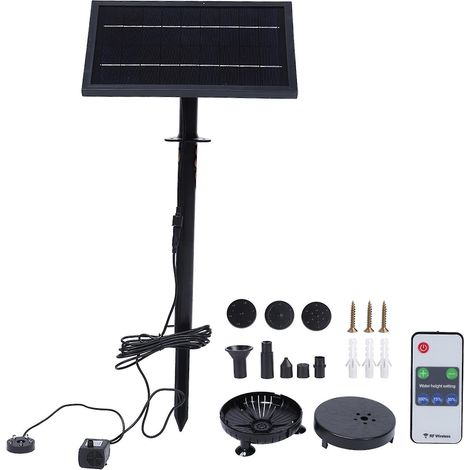 Pompe solaire flottante 9V 8W avec télécommande et lumière, idéale pour l'aménagement paysager extérieur de jardin. (1/4)