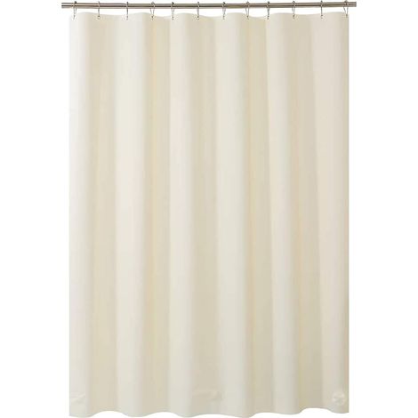 Doublure de rideau de douche en plastique beige épais de 183 x 183 cm (72 x 72 pouces) avec pierres transparentes résistantes et œillets. (1/5)