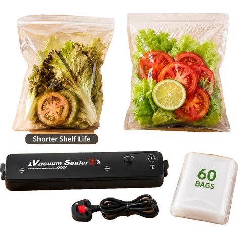 Selladora al vacío, plástico ABS, 37 x 15 x 7,6 cm, 110 W, 120 V-220 V, apta para alimentos secos y húmedos. (1/5)
