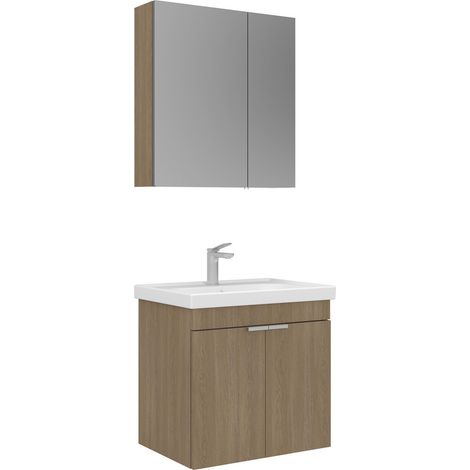 Waschtisch-Set mit Spiegel (2-teilig) "Desna 60" – 60 x 45 x 58 cm – Eiche (1/3)
