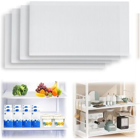 4 Pièces Tapis de Réfrigérateur, Tapis de frigo Anti-dérapant Réfrigérateur, Tapis Fond de Tiroir, (Blanc) (1/5)