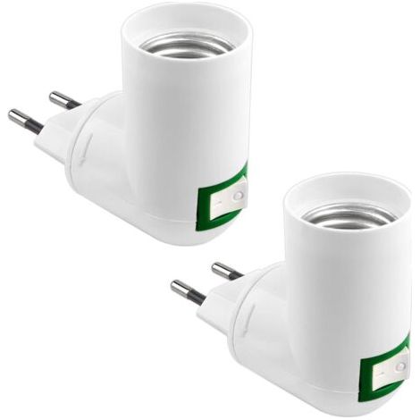 Douille E27 avec interrupteur sans fil – Tension AC 100-240V – Puissance max 100W – Matériau PBT ignifuge – Lot de 2 – Compatible ampoules LED