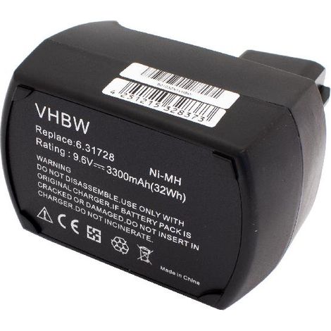 vhbw Batería compatible con Metabo SBT9.6, SB9.6, SBP9.6, BZ9.6SP, BZ9.6SP Impuls, KSA9.6, BZ9.6 Impuls herramienta (3300 mAh, NiMH, 9,6 V) (1/2)