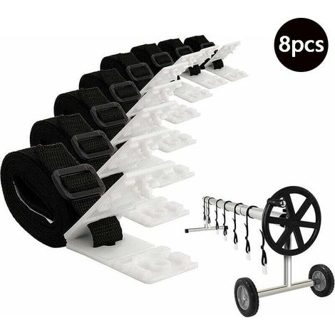 8 Pièces enrouleur de bâche pour piscine sangles et clips de fixation pour les enrouleurs moulinet de couverture solaire de piscine pour tube solaire de moulinet de piscine creusée (1/5)