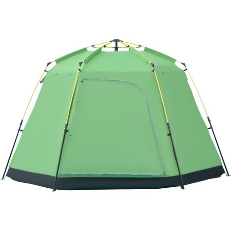 Tente de camping 6 personnes, tente familiale, tente dôme, simili cuir, imperméabilité 2000 mm, montage facile pour les familles, randonnée, festivals, structure en acier et fibre de verre, verte, 320 (1/5)