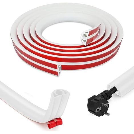 Flexible Cable Duct Self Adhesive Cable Duct 2cm x 3m Cable Bridge for Power Cables in the Home Cable Protector Cable Protector Transition Bar White
