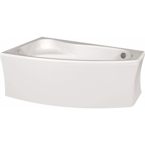 Cersanit – Baignoire asymétrique 160x100 angle gauche – 100% acrylique – Fond renforcé – Résistance aux rayures – Tablier réversible inclus