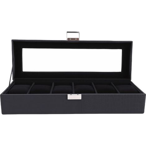 Watch Box Organizer, 6-Slot Leather Display Case with Removable Pillows for Men and Women, Perfect Storage for Watch and Jewelry Collections (1/5)