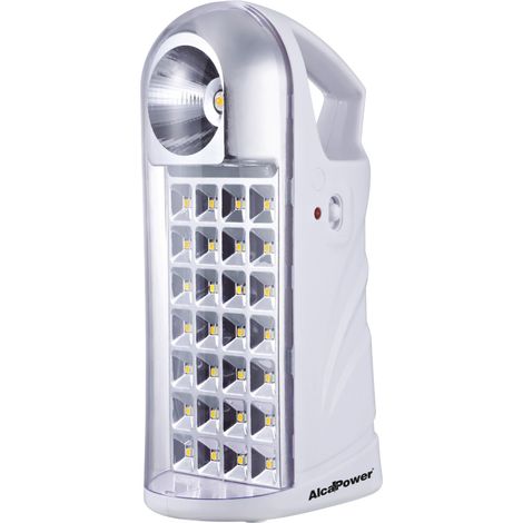 Alcapower Lampada Torcia Portatile Ricaricabile con Pannello LED 28 SMD, Batteria Li-Ion 18650 2200mAh, Doppia Funzionalità 90lm e 250lm