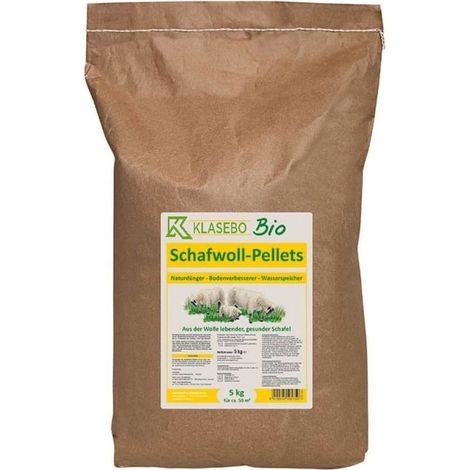 Engrais organique en pellets de laine de mouton bio 5 kg pour 50-100 m², libération lente jusqu’à 10 mois, nutrition complète (N 10,5 % + K 5,3 %) et amélioration durable du sol
