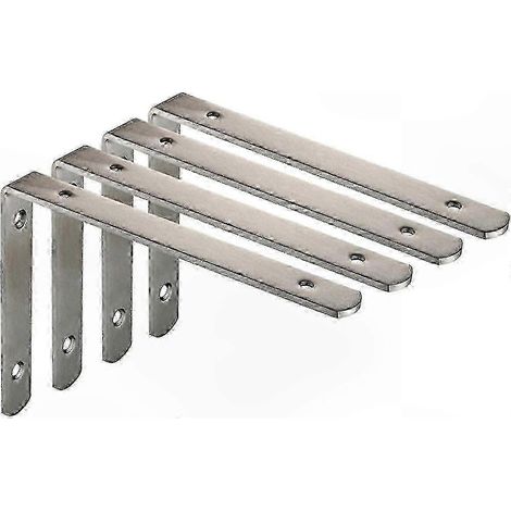 Verstärkte L-förmige Befestigungswinkel, Eckregalträger aus gebürstetem, vernickeltem Edelstahl, 4er-Set, Abmessungen 250 x 150 x 4 mm (1/5)