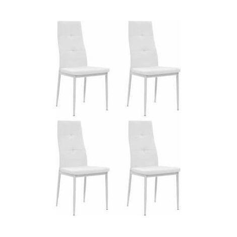 Chaise à manger similicuir blanc et pieds métal noir Mikarel - Lot de 4 (1/5)