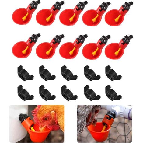 Ensemble de 10 abreuvoirs automatiques pour poulets et volailles, pour l'hydratation quotidienne en cages, poulaillers ou élevages domestiques.-AquaForge (1/4)
