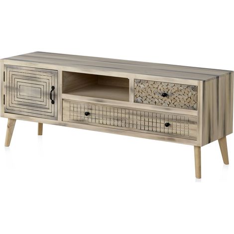 Sideboard aus Pappelholz natur mit Beinen aus massiver Kiefer (1/5)