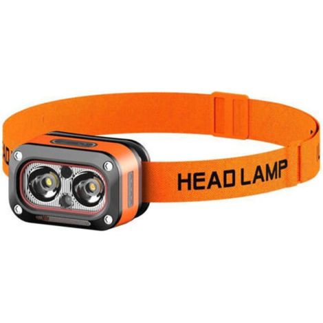Lampe frontale LED rechargeable ultra puissante de 500 mAh et 5 W, avec éclairage blanc, jaune et rouge, pour casques de chantier, avec détecteur de mouvement, étanche, idéale pour le camping, la rand