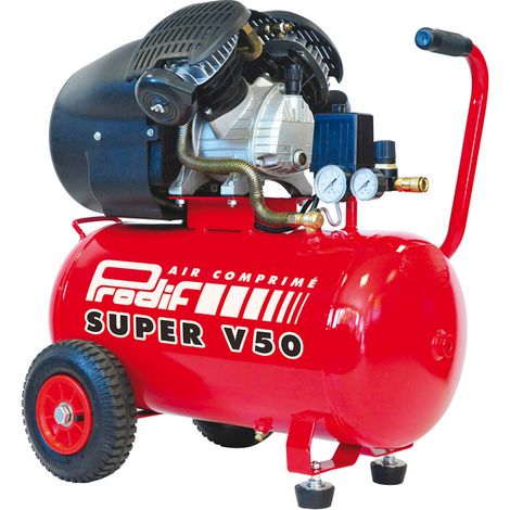 Prodif – Compresseur coaxial 50L 3CV – Bi-cylindre sur roues – Débit d’air élevé pour applications professionnelles – Garantie 2 ans (1/2)