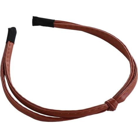 Bandeau vintage fin en cuir PU noué, vintage et fin, pince à cheveux, tempérament élégant (camel) (1/5)