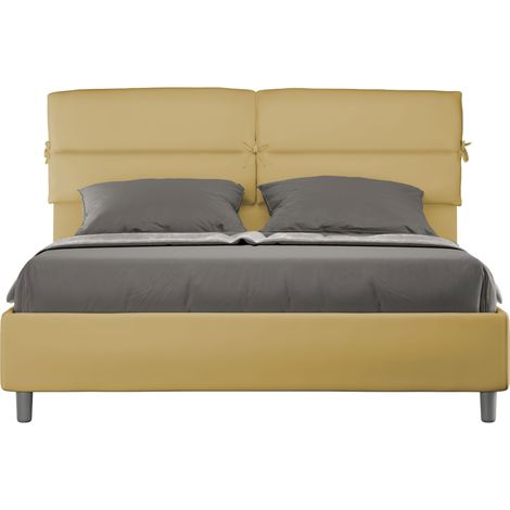 Letto contenitore da 160x190 in microfibra ocra Nandy (1/5)