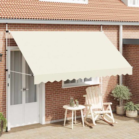 Store banne rétractable, à commande manuelle, 350 cm, blanc crème
