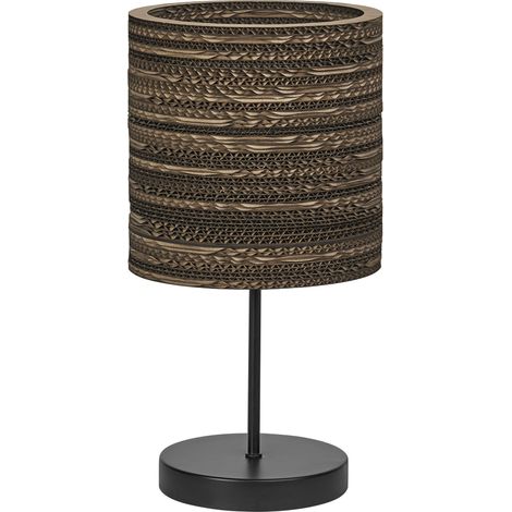 OSRAM Lampe à poser Decor Cardboard Cylinder marron en carton ondulé, E27, 200 mm de diamètre, abat-jour en matériau recyclé, durable grâce à sa source lumineuse remplaçable, montage simple (1/5)