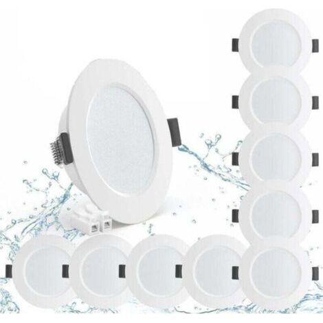Lot de 10 spots LED encastrables 5W IP44 – Blanc neutre 4000K – Éclairage étanche 450lm – Design extra plat 25mm pour salle de bain (1/5)