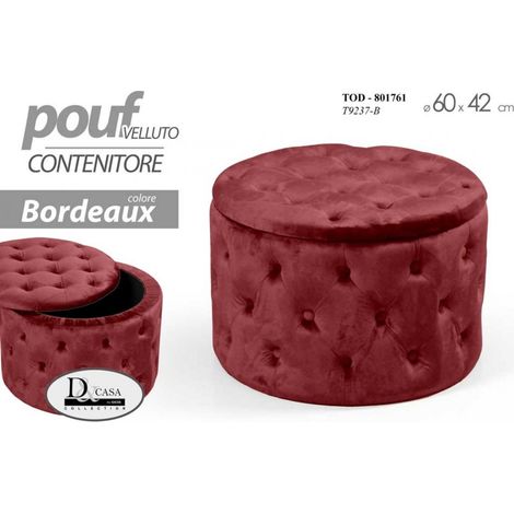 Pouf de rangement rétro Bordeaux 60 cm