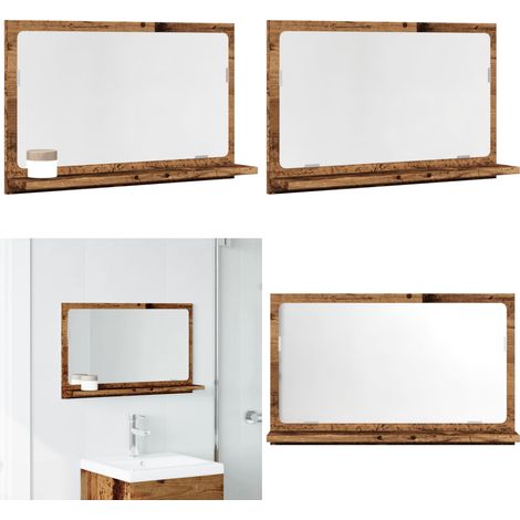Espejo mueble de baño madera ingeniería envejecida 60x11x37 cm - Mueble de baño - Armario con espejo