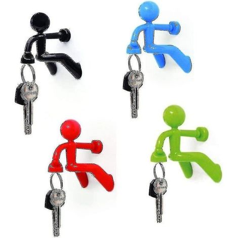 Lot de 4 crochets porte-clés magnétiques solides avec motif grimpeur mural (1/5)