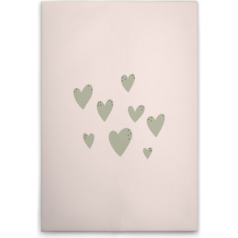 Leinwandbild Herz Kinderzimmer M1-No.51746 - Kunstdruck auf Leinwand in Beige Grün - Wandbild 60 x 90 cm