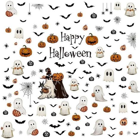 Pegatinas para ventanas de Halloween, 137 piezas, diseños de fantasmas, pegatinas de PVC para ventanas (1/5)
