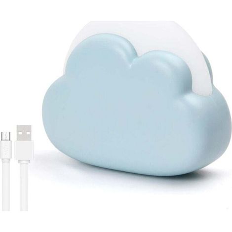 Wiederaufladbares LED-Nachtlicht für Kinder, XU, Kunststoff, Wolken-Design, 4 Modi, tragbare Nachttischlampe, ideales Geschenk für Mädchen und Jungen zur Geburt (Blau) - KZQ