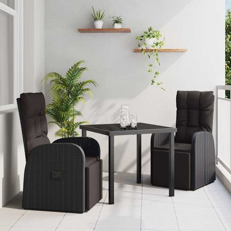 vidaXL Garten Essgruppe mit Kissen 3 pcs Schwarz Poly-Rattan (1/5)
