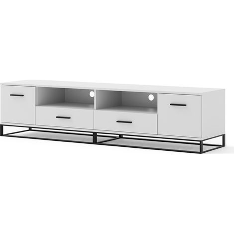 Mueble de TV ARSEN 2D2S 190 cm estilo loft blanco Alaska
