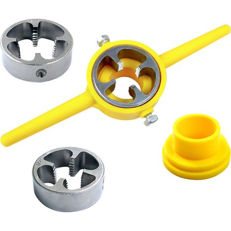 Juego de roscado para tuberías de PVC (6 piezas): herramienta de roscado reutilizable para tuberías redondas de PVC, con terrajas de 1/2", 3/4" y 1", llave de rosca manual para tuberías de PVC. (1/5)