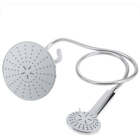 Ensemble de douche à main double pommeau de douche chromé haute pression à 3 jets multiples, style pluie (1/5)