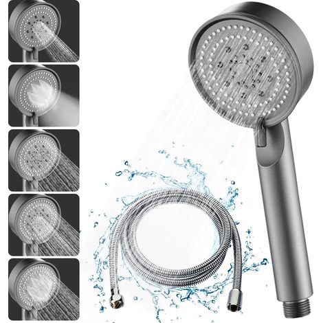 High-pressure shower head, 5 adjustable modes, shower head with 1.5m hoseHigh quality, the ideal choice for families. (1/5)