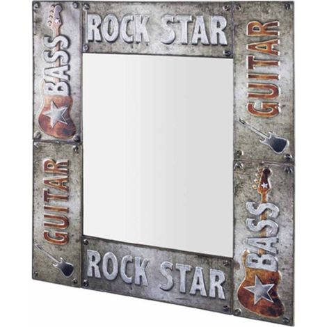 Miroir Mural Vintage "Guitare" 74cm Argent