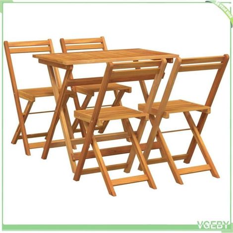 Ensemble bistrot 5 pcs - FAFEICY - 4105503 - Bois d'acacia massif - Finition huilée - Chaises pliantes (1/5)