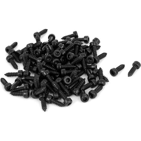 2,6mm x 8mm Gewinde Kohlenstoffstahl Sechskant Selbstschneidende Schrauben Schwarz 100 Stck (1/2)