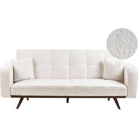 Schlafsofa 3-Sitzer HJULBY Bouclé Cremeweiß