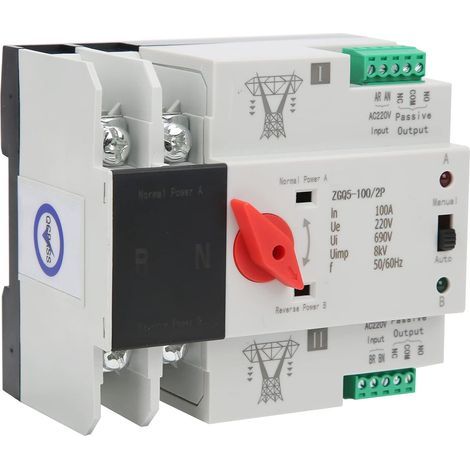 Automatischer Umschalter mit zwei Stromquellen, unterbrechungsfreier 2-Wege-Umschalter mit Steuerung ZGQ5-100 / 2P 220V und guter Isolierung (1/5)