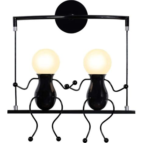 Humanoïde Créatif Lampe Murale Moderne Applique Murale Simple Lampe de Mur Art Déco Max 60W E27 Base Fer Titulaire pour Chambre, Chevet, Couloir, Restaurant, Cuisine [Classe énergétique F] (1/5)