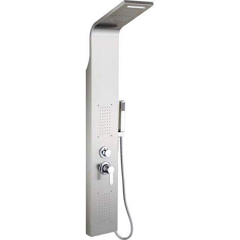 Columna de ducha LED de acero inoxidable con chorros de masaje Lluvia y cabezal de ducha en cascada 140  20  7 cm