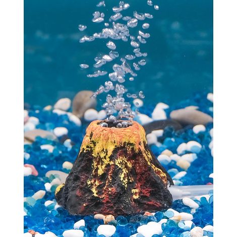 Aquarium Volcano Ornament Kit Fish Tank Decoration Mini Resin Volcanic Decor for Fish Tank Landscape Realistic Mountain with Air Stone Bubbler Airline Tubing Accessories for Oxygenation (1/5)
