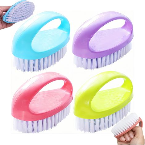 Lot de 4 brosses de nettoyage : petite brosse, brosse de nettoyage ménager multifonctionnelle, brosse souple pour chaussures, idéale pour la salle de bain, la cuisine, les tapis et le nettoyage généra (1/5)