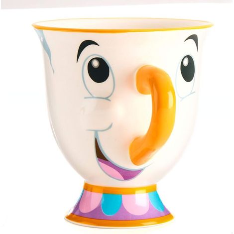 „Die Schöne und das Biest“-Tasse mit Chip-Motiv – handbemaltes Disney-Produkt, perfekt für Ihr Teeservice oder Ihre Disney-Küchensammlung, weiß/cremeweiß